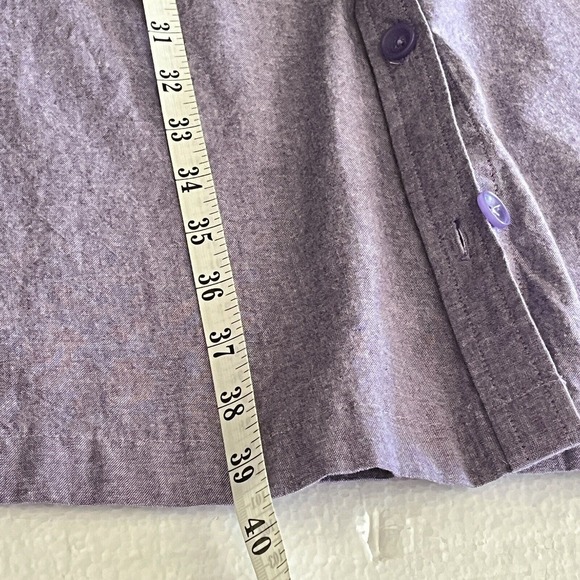 J Peterman Womans Shirt Dress Size 12 Purple 100% Cotton 4 Pockets Long Sleeve - Picture 11 of 14